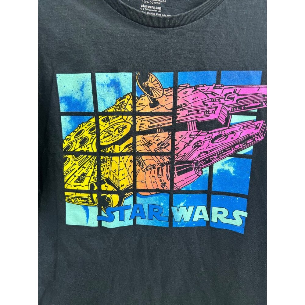 Star Wars Millennium Falcon Colorblock Graphic T-Shirt Men’s Large Black Cotton - Picture 3 of 8